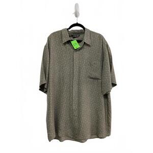 Colore Italia Men's Short Sleeve Button-Up Silk Shirt Gray Patterned Size XL